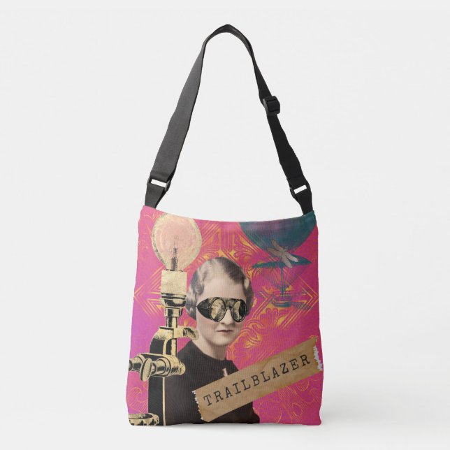 Steampunk Woman Trailblazer Pop Art Tragetaschen Mit Langen Trägern (Vorderseite)