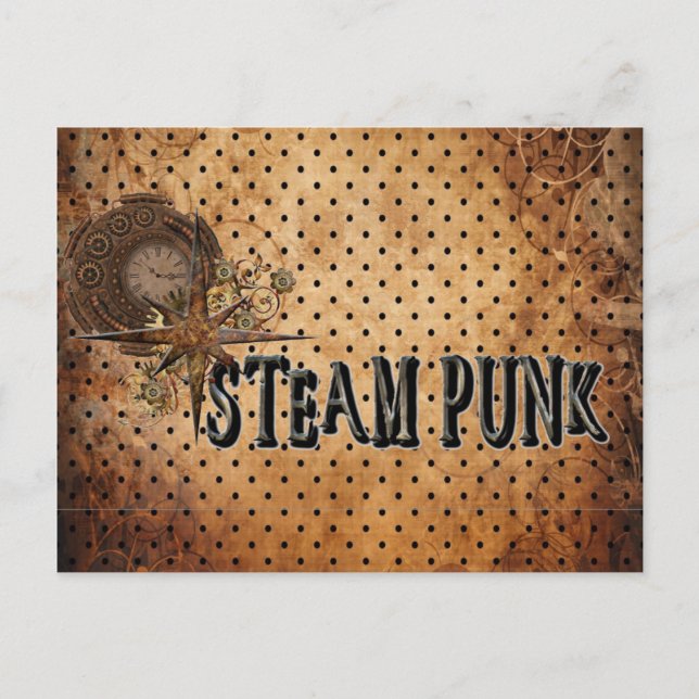 Steampunk Word Collage Postkarte (Vorderseite)