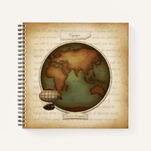 Steampunk World Hemisphären Map Aeronautical Atla Notizbuch