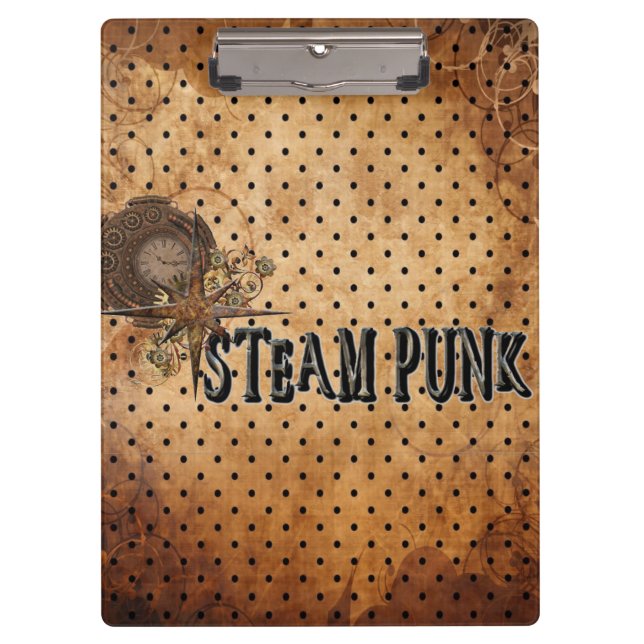 Steampunk Wortcollage Klemmbrett (Vorderseite)