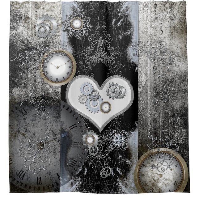Steampunk, wunderbares Herz Duschvorhang (Vorderseite)