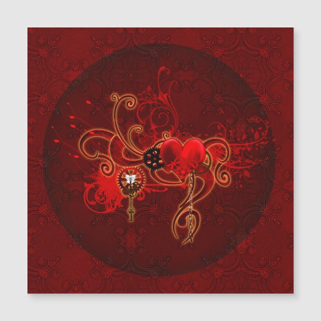 Steampunk, wunderbares Herz Magnetkarte (Vorderseite)