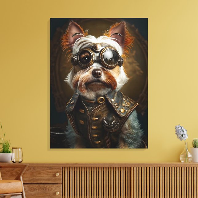 Steampunk Yorkie Leinwand Art (Insitu (Wohnzimmer))