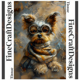 Steampunk Yorkie Ölbild Dekupage links 163 Seidenpapier