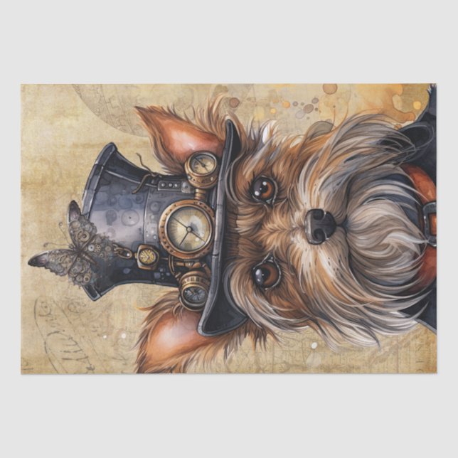 Steampunk Yorkshire Terrier Dog Seidenpapier (Vorderseite)