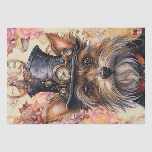 Steampunk Yorkshire Terrier Dog Seidenpapier (Vorderseite)