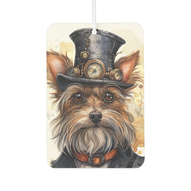 Steampunk-Yorkshire-Terrier-Hund Autolufterfrischer (Vorderseite)