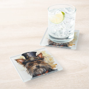 Steampunk Yorkshire Terrier Hund Glasuntersetzer