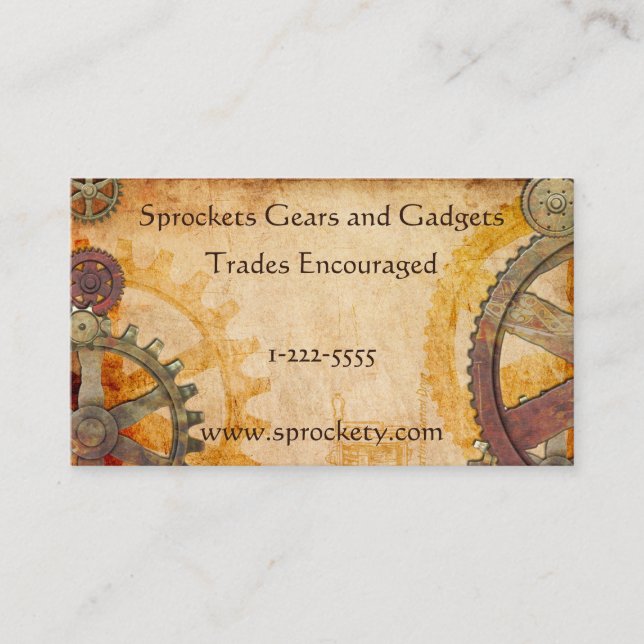 Steampunk Zähne und Gänge Visitenkarte (Vorderseite)