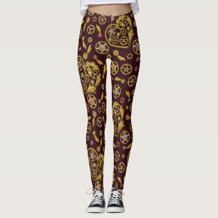 Steampunk-Zahnräder-Herz Leggings