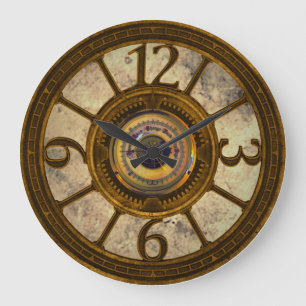 Steampunk-Zahnräder - Messing - Runde Wanduhr