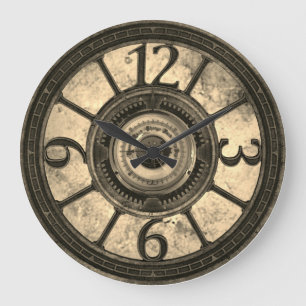 Steampunk-Zahnräder - Rauch-Rundwanduhr Große Wanduhr