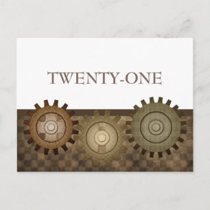 Steampunk-Zahnräder-Tisch-Postkarte, Braun Postkarte
