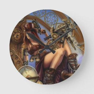 Steampunk Zeit-Reisend-Uhr! Runde Wanduhr