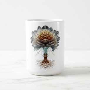 Steampunk-Zeitblüte: Mechanische Natur-Engine Kaffeetasse