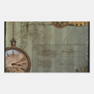 Steampunk-Zeitmaschinen-Aufkleber Rechteckiger Aufkleber