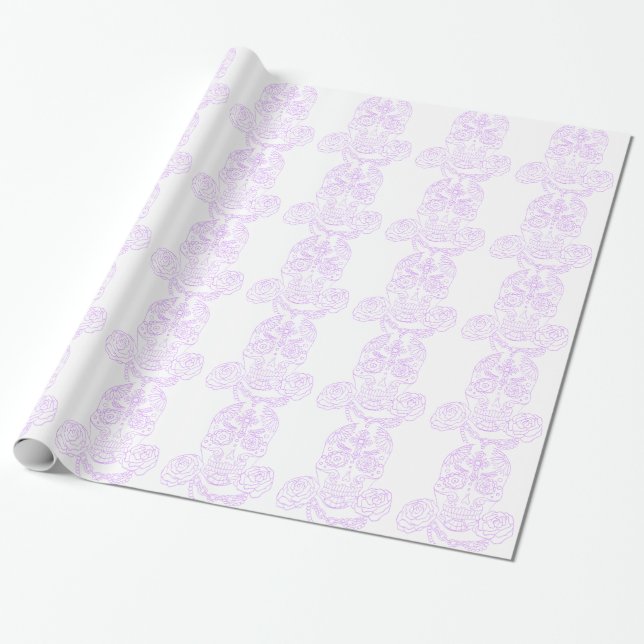 Steampunk Zuckerc$schädel-violette Kontur Geschenkpapier (Ungerollt)