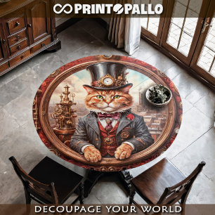 Steampunkadenkatze in einem Rahmen Seidenpapier