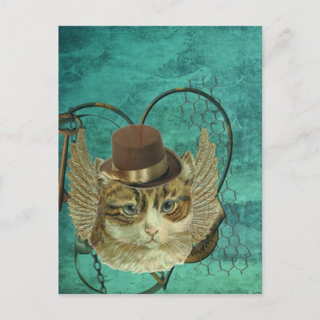 Steampunkatze Postkarte (Vorderseite)