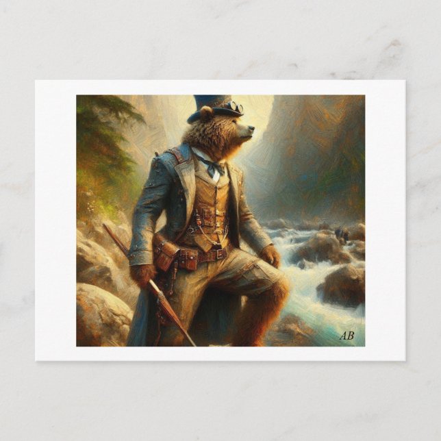 Steampunkbär Postkarte (Vorderseite)