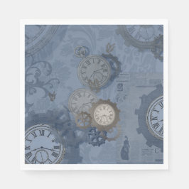 Steampunkblau Vintag drucken Serviette