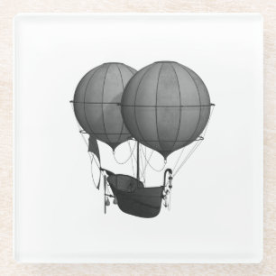 Steampunkdesign Schwarz-Weiß-Flying-Maschine Glasuntersetzer