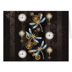 Steampunkdrachenfliegen auf braunem, gestreiften H