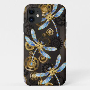 Steampunkdrachenfliegen auf braunem, gestreiften H Case-Mate iPhone Hülle