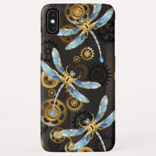 Steampunkdrachenfliegen auf braunem, gestreiften H Case-Mate iPhone Hülle