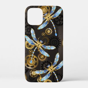 Steampunkdrachenfliegen auf braunem, gestreiften H Case-Mate iPhone Hülle