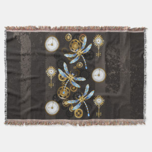 Steampunkdrachenfliegen auf braunem, gestreiften H Decke