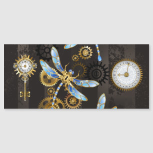 Steampunkdrachenfliegen auf braunem, gestreiften H Magneteinladung