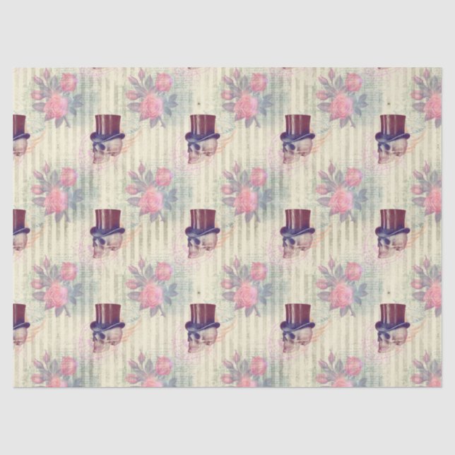 Steampunkel Skulls und Rose Decoupage Seidenpapier (Vorderseite)