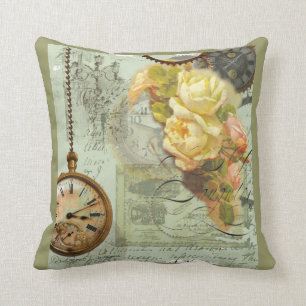 Steampunken und Gelbe Rosen Kissen