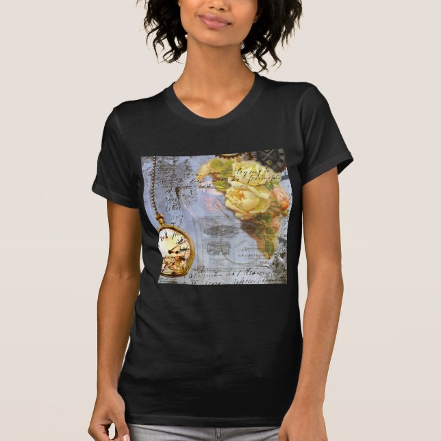 Steampunken und Gelbe Rosen T-Shirt (Vorderseite)