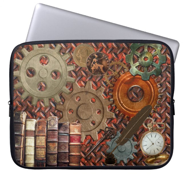 Steampunker Alt robuste Plating & Gears Metal Effe Laptopschutzhülle (Vorderseite)