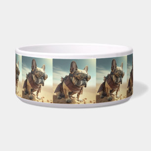 Steampunker-Bulldog mit Brille in der Wüste Napf