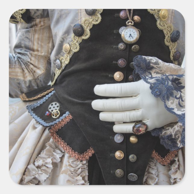 Steampunker, Karneval, Venedig Quadratischer Aufkleber (Vorderseite)