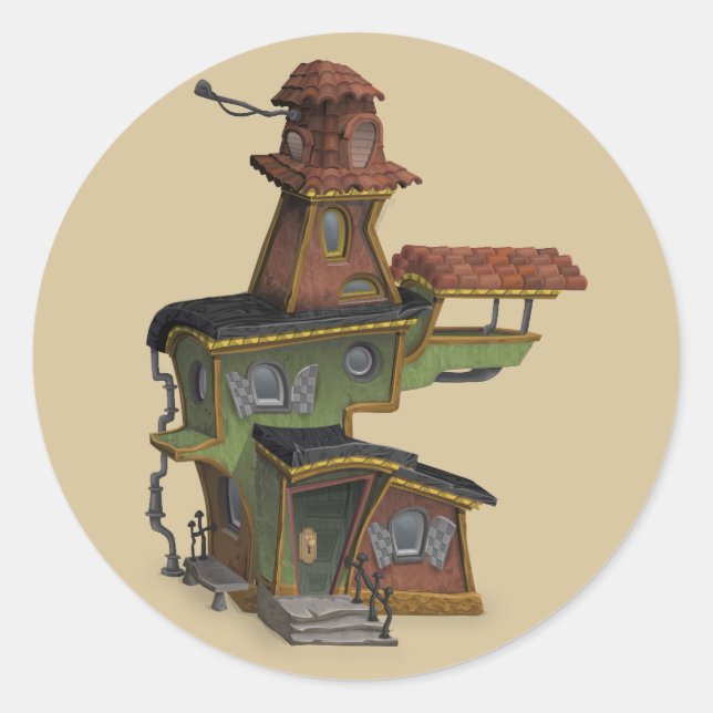 Steampunker-Spuk Hausaufkleber Runder Aufkleber (Vorderseite)