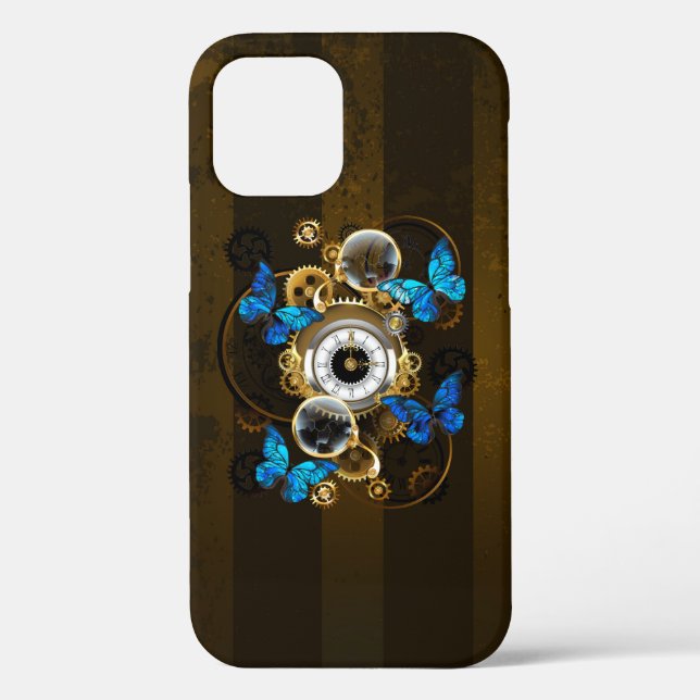 Steampunker und Blauer Schmetterling Case-Mate iPhone Hülle (Rückseite)
