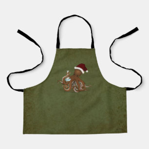 Steampunker Weihnachtsoktopus mit Chemiefaser Schürze