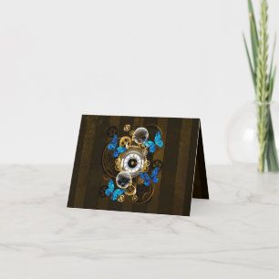 Steampunkgeere und blaue Schmetterlinge Einladung