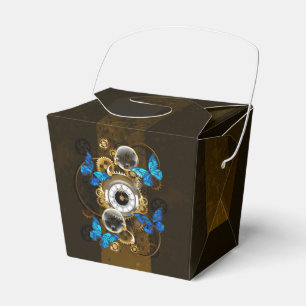 Steampunkgeere und blaue Schmetterlinge Geschenkschachtel