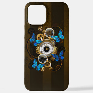 Steampunkgeere und blaue Schmetterlinge iPhone 12 Pro Max Hülle