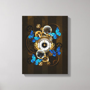 Steampunkgeere und blaue Schmetterlinge Leinwanddruck