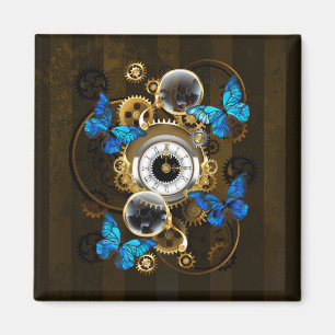 Steampunkgeere und blaue Schmetterlinge Magnet