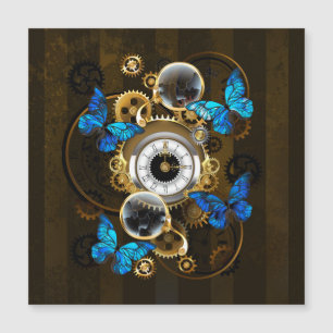 Steampunkgeere und blaue Schmetterlinge Magneteinladung