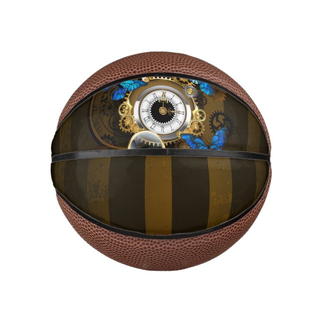 Steampunkgeere und blaue Schmetterlinge Mini Basketball (Vorderseite)