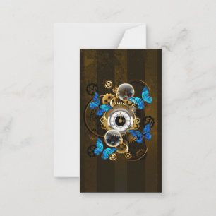 Steampunkgeere und blaue Schmetterlinge Mitteilungskarte
