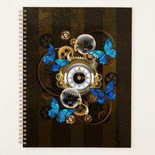 Steampunkgeere und blaue Schmetterlinge Planer